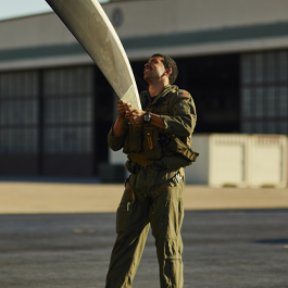 Des inspecting the side of the plane