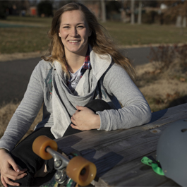 Brooke with her longboard