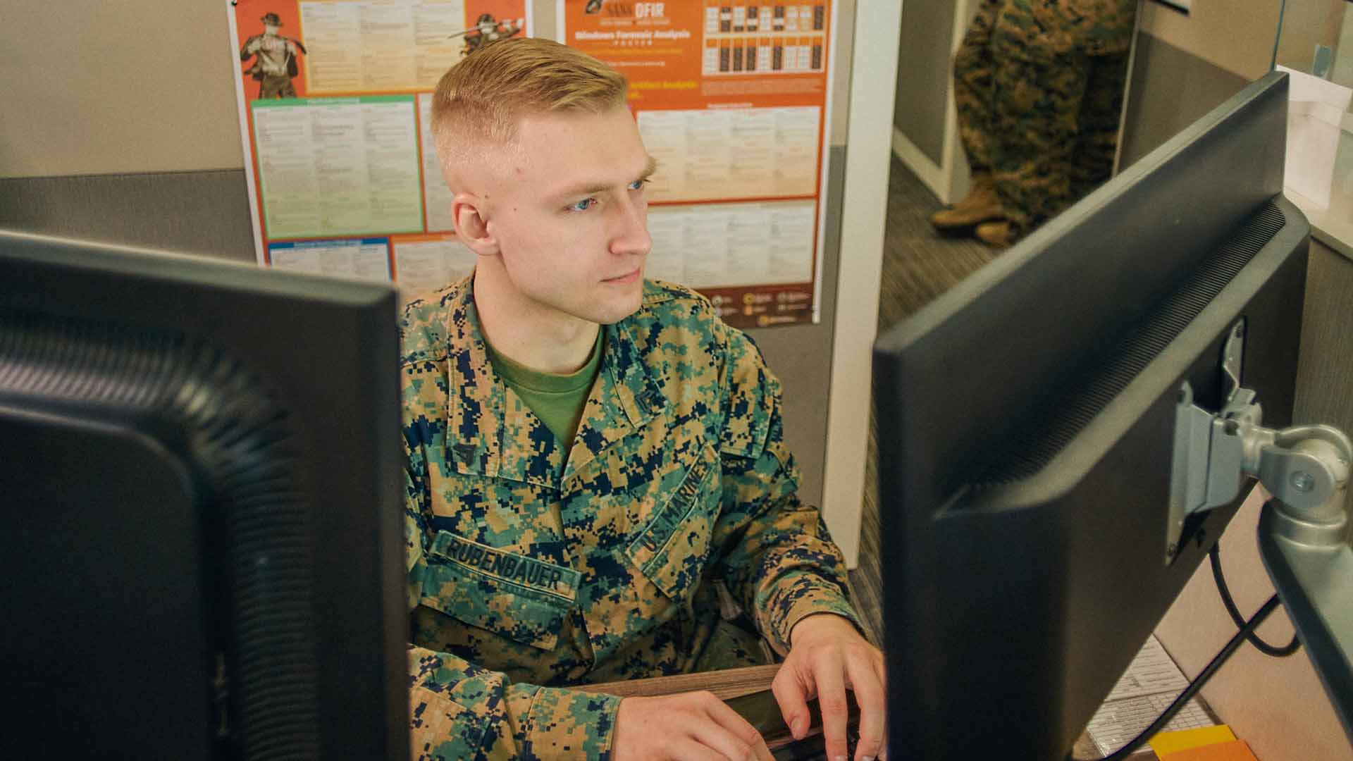 Ethan Rubenbauer at the computer. 