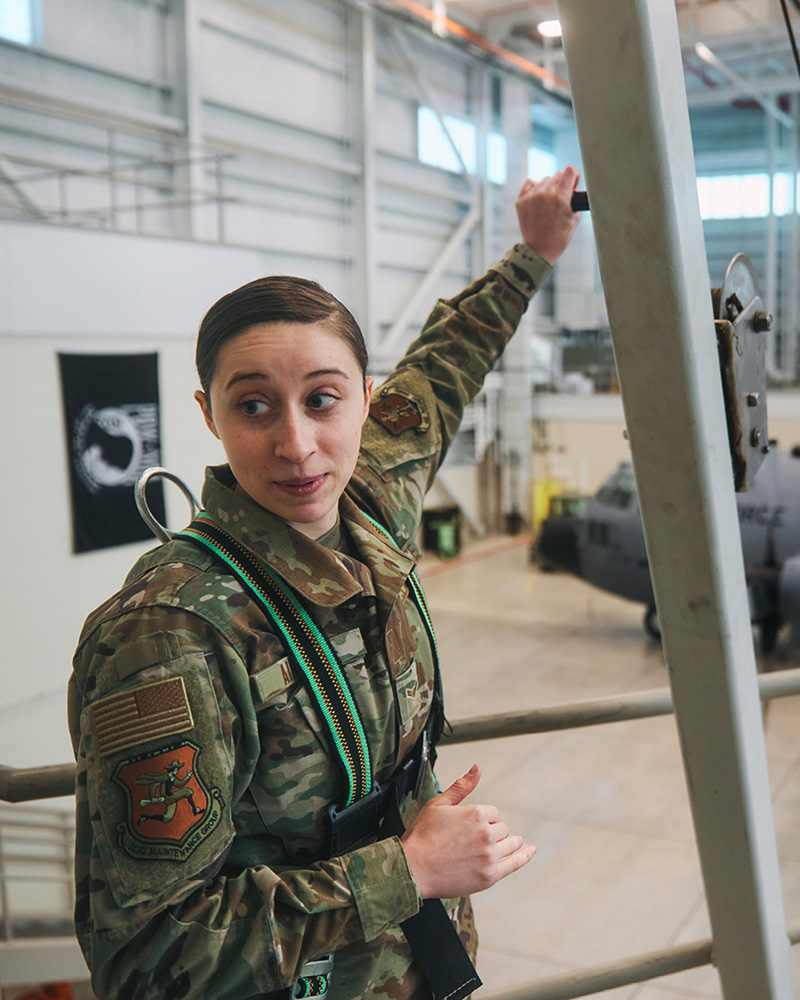 Marissa Airoldi performing a safety check