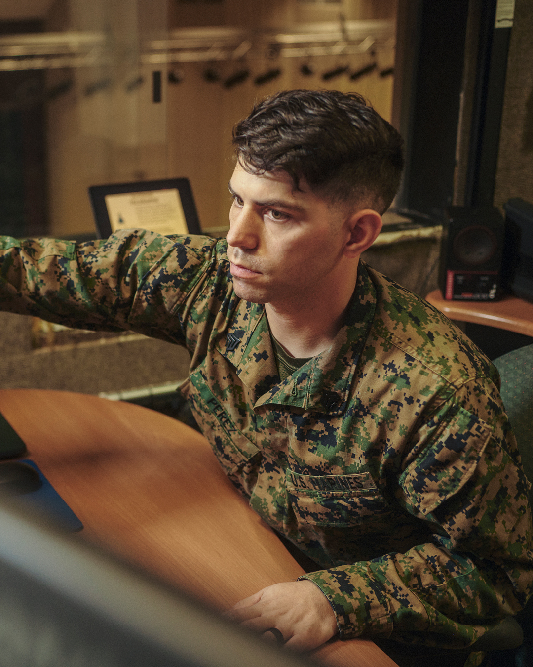 Sgt Mike Perez at work in the studio