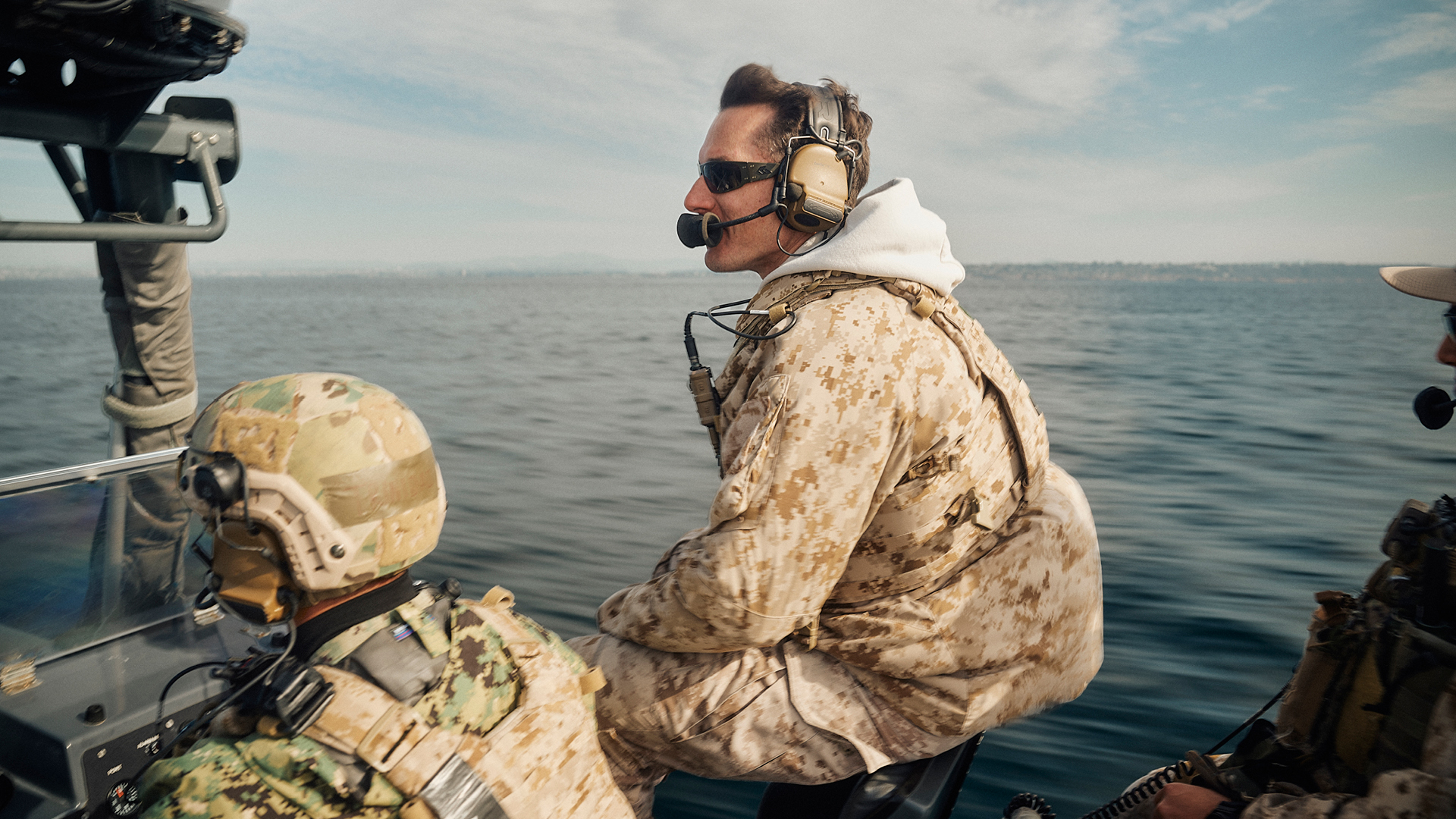 Nick O'Sullivan on a Navy boat 