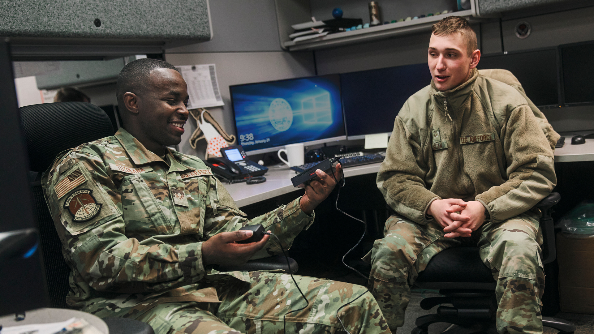 Daniel Tuzolana hanging with a coworker