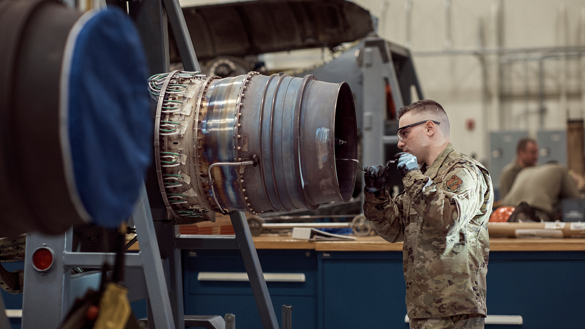 Jacob Allen working on an aircraft