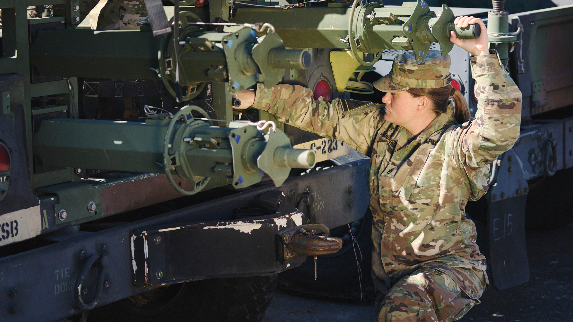 Miranda Delamorena working on a machine
