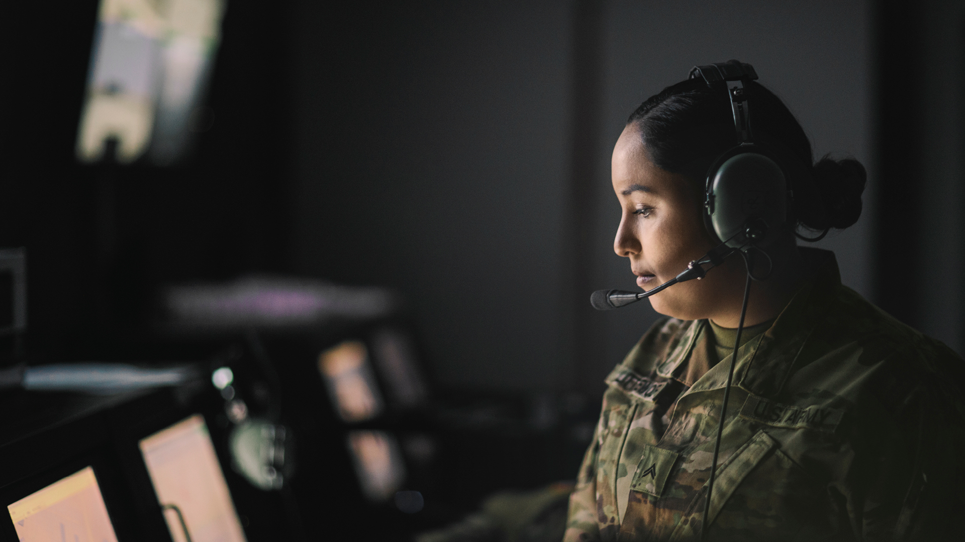 Littlewolf looking at a monitor