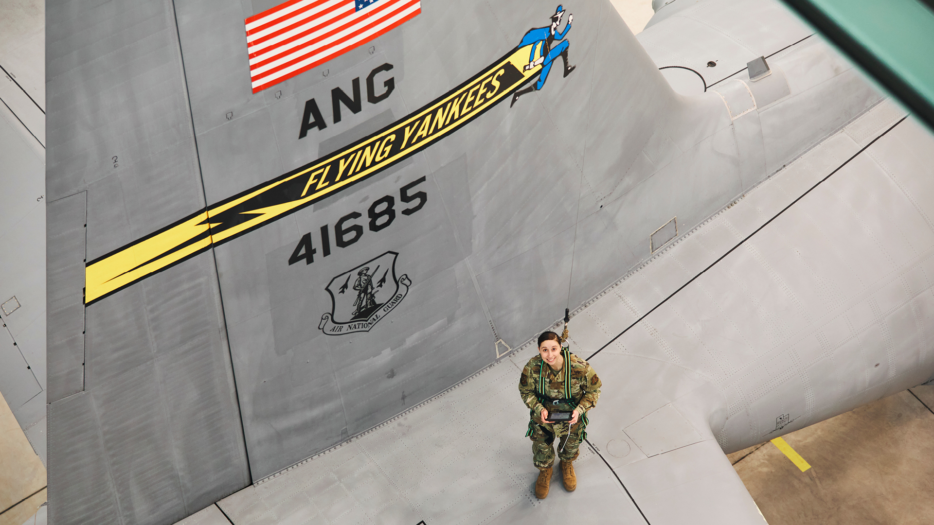 Marissa Airoldi on top of a plane