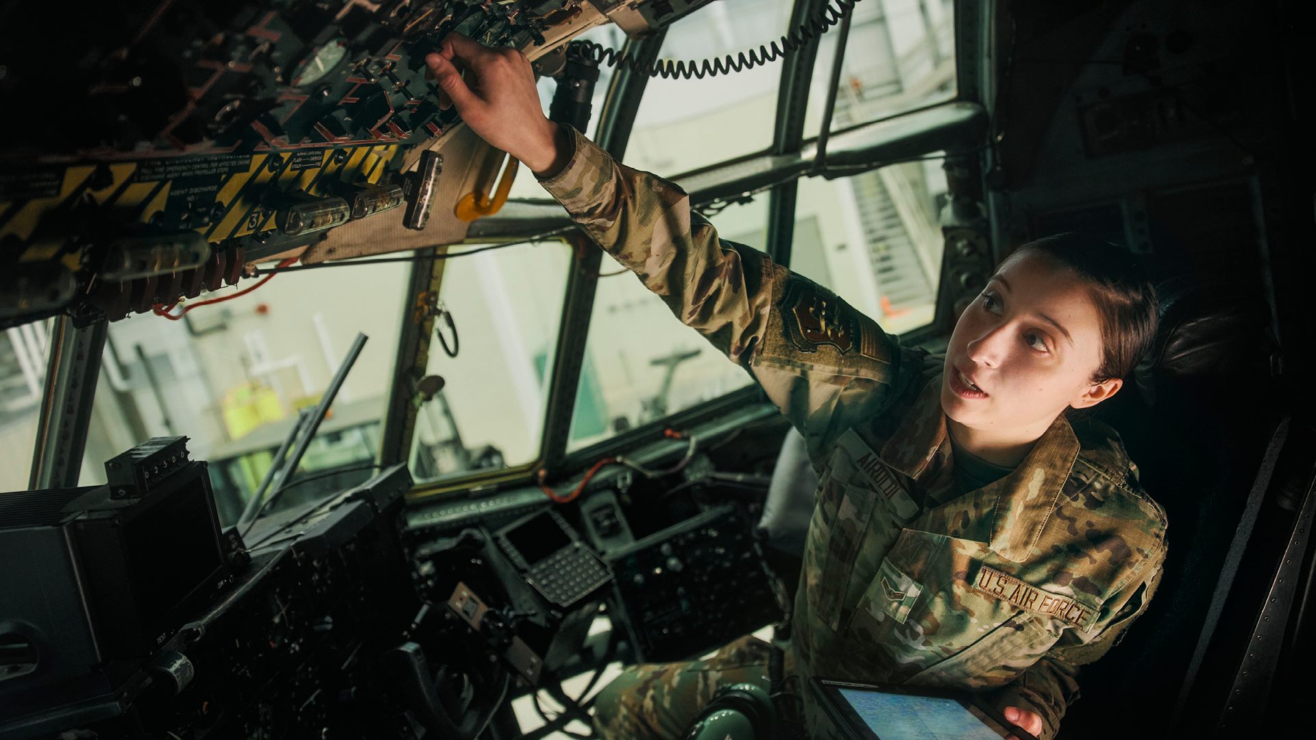 Marissa Airoldi inspecting a plane