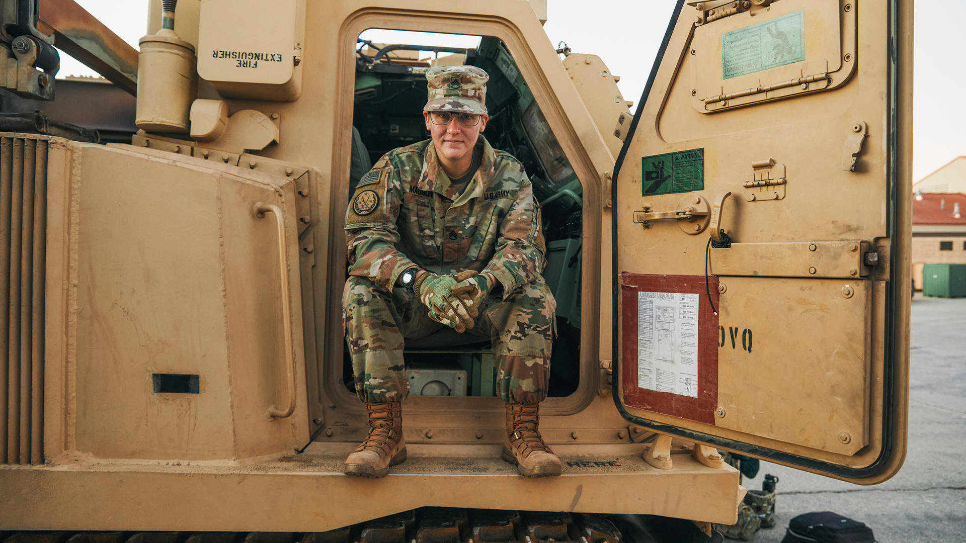 Jada Madson sitting in the seat door