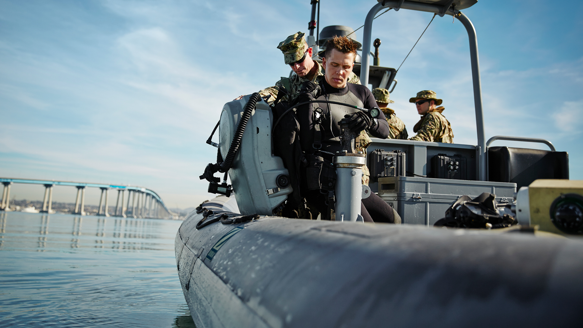 Alex and his team out on a boat