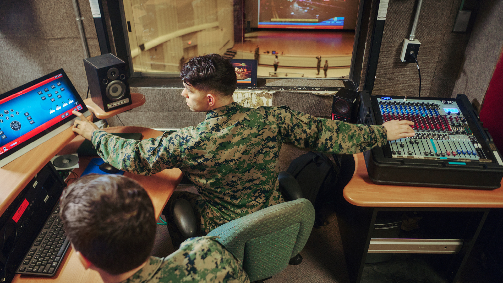 Mike working with a coworker