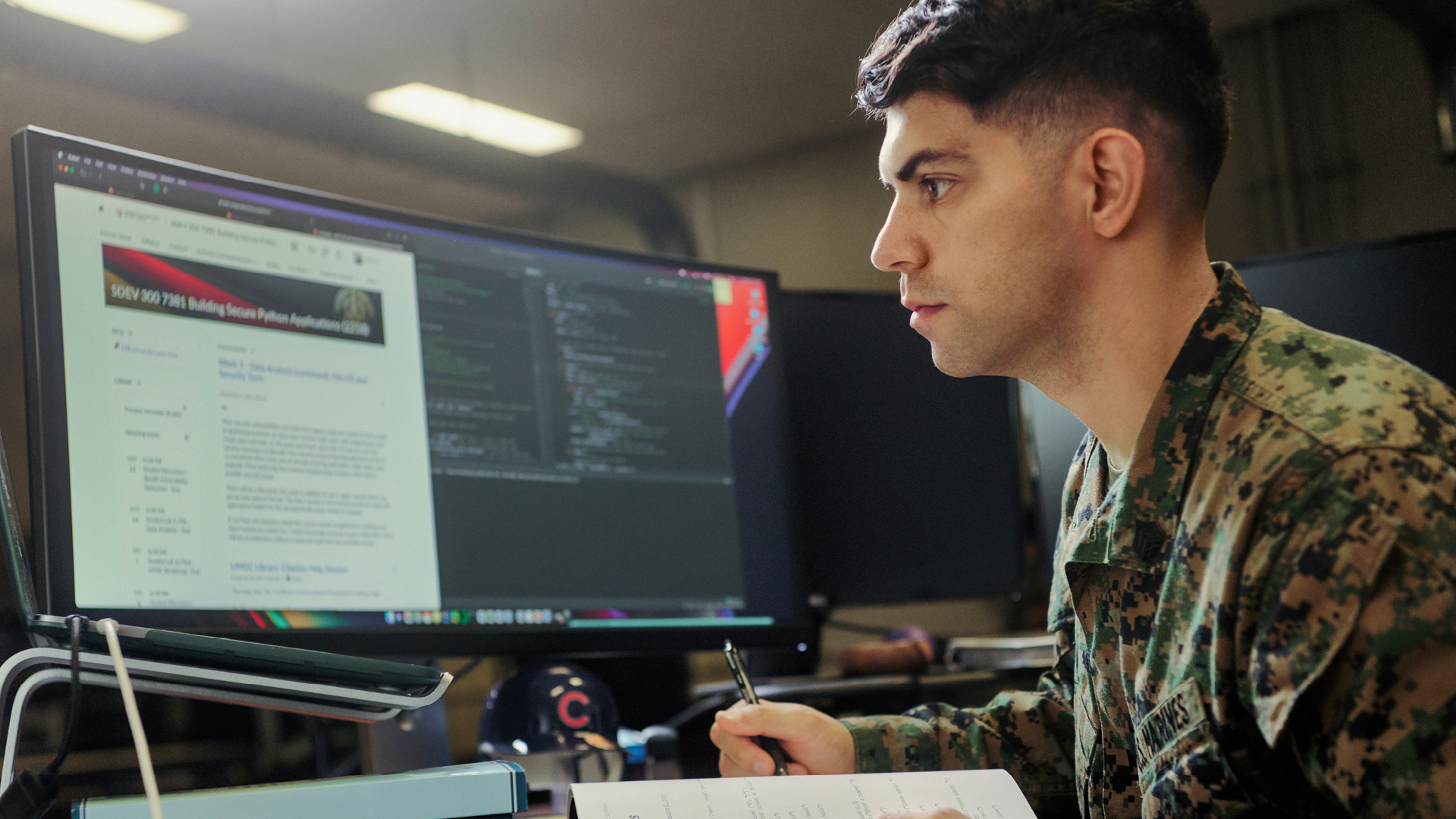 Mike working at his desk