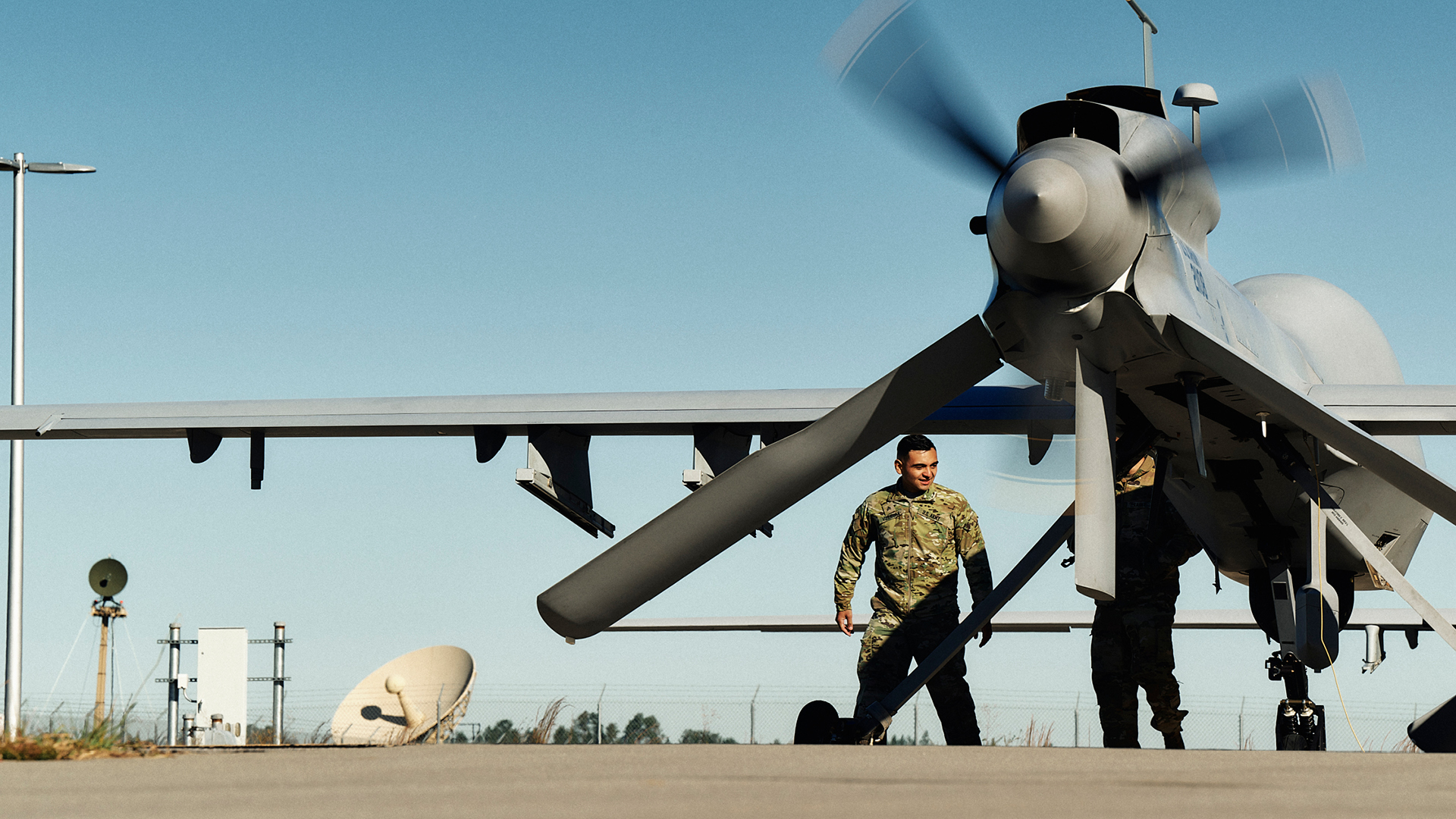 Luis Villegas inspecting an unmanned aircraft