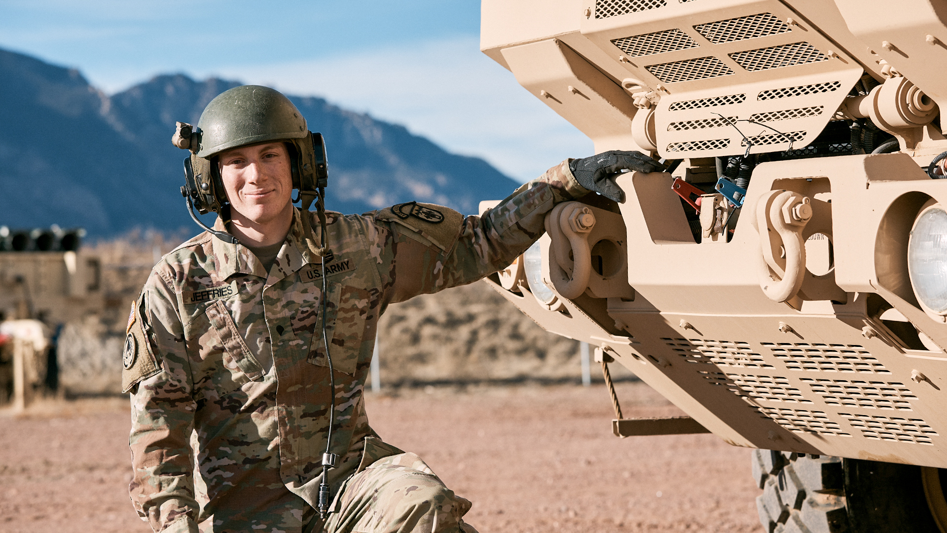 Philip poses with a launch vehicle