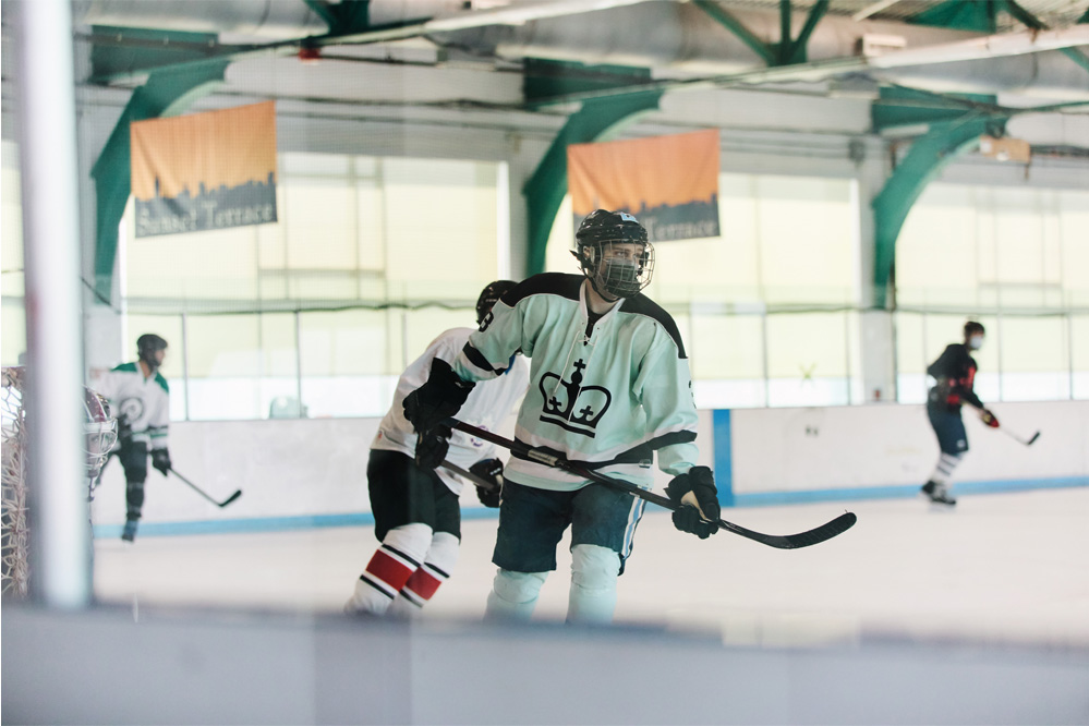 Chris Mendell playing hockey