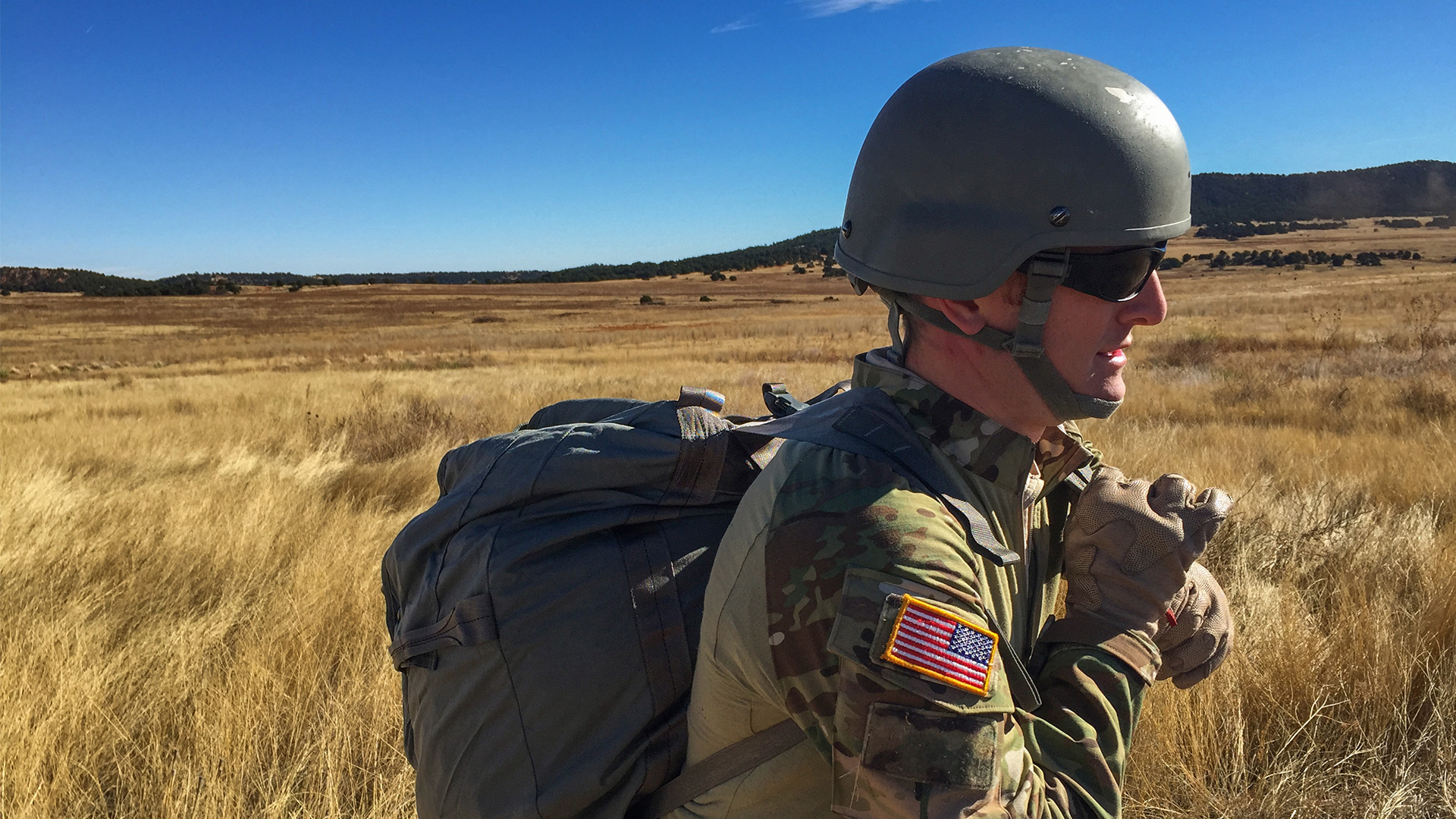Hunter in the field in full gear
