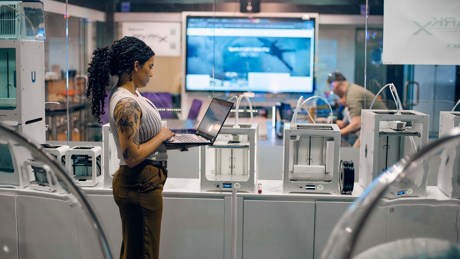 Kyla Bruno using her computer.